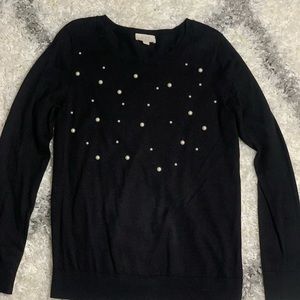 Loft Outlet black sweater with pearls. Medium. Never worn.